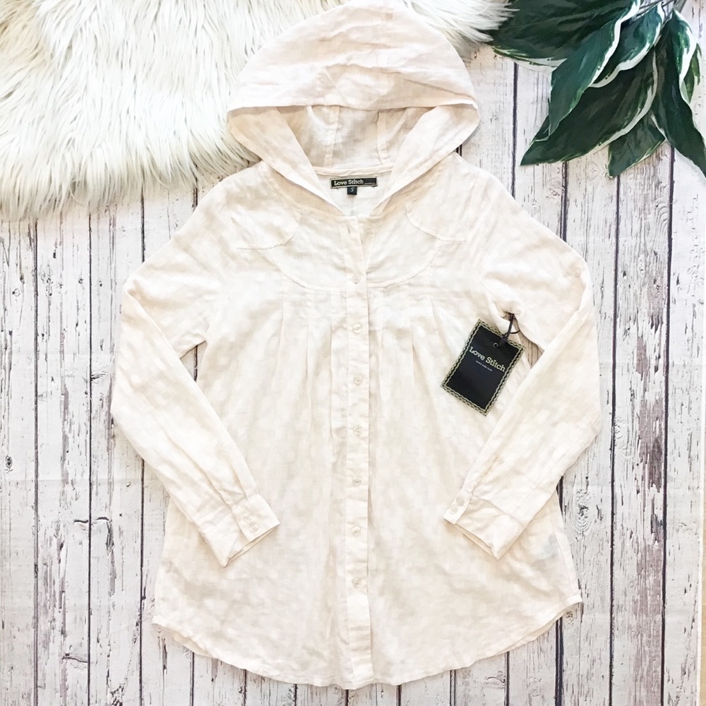 NWT LOVE STITCH hooded long sleeve size small